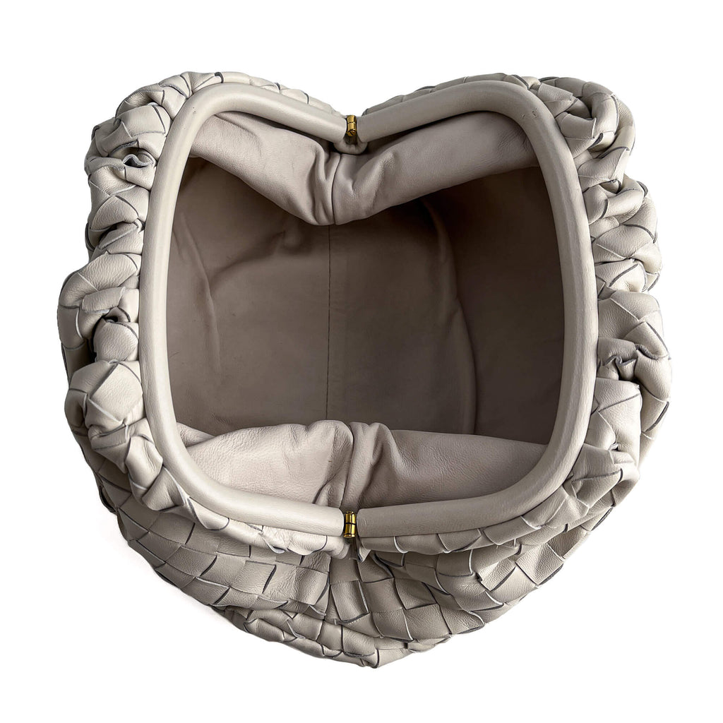 Second hand Bottega Veneta Pouch Small Intrecciato Leather Pouch Clutch White - Tabita Bags