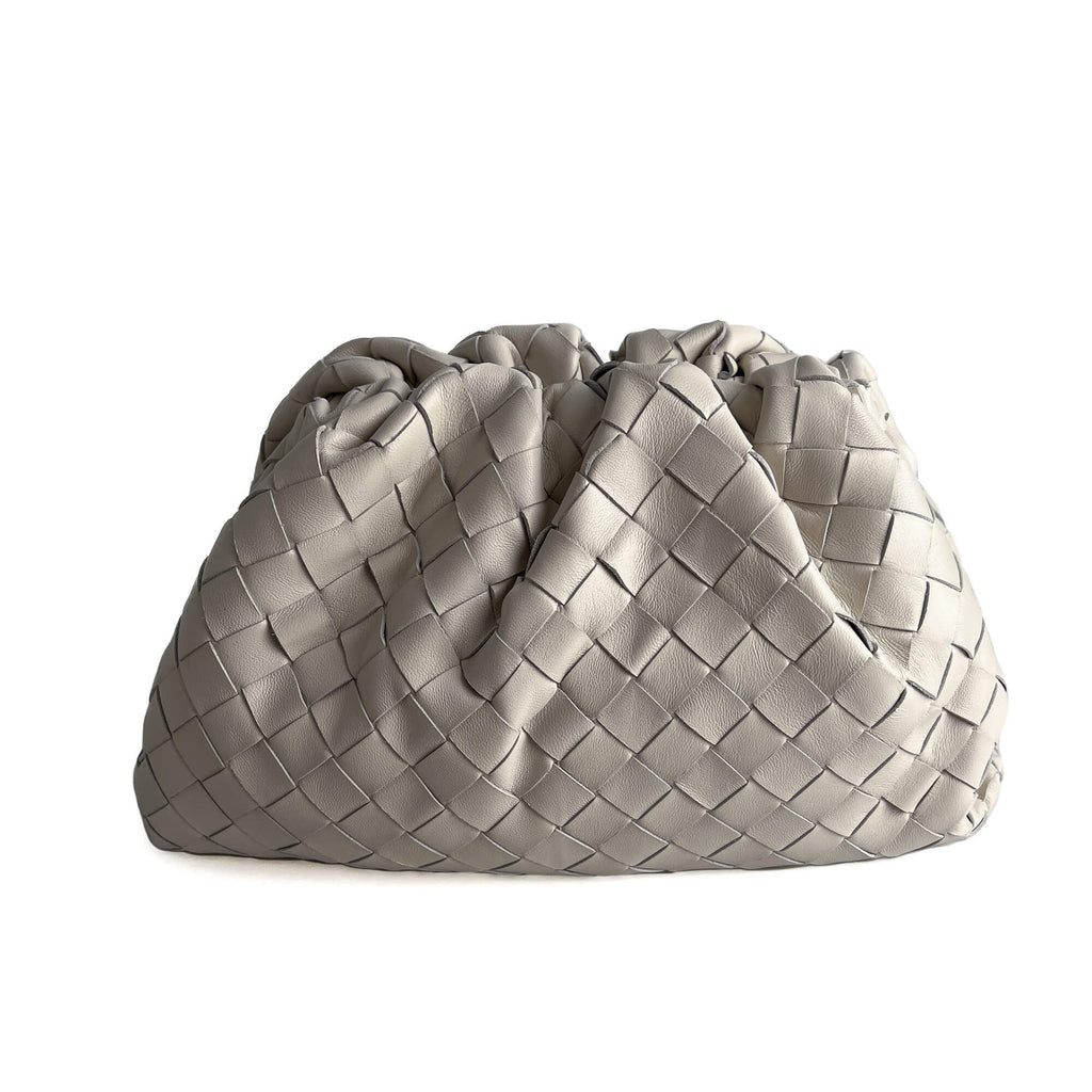 Second hand Bottega Veneta Pouch Small Intrecciato Leather Pouch Clutch White - Tabita Bags