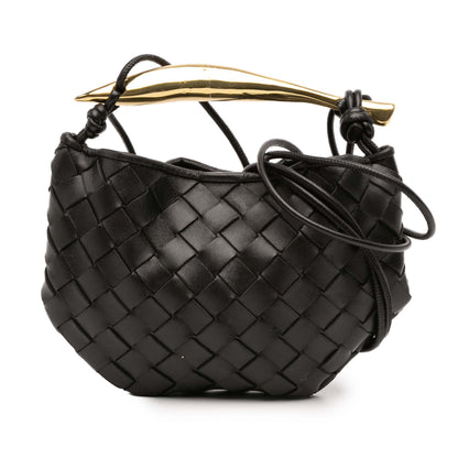 Second hand Bottega Veneta Sardine Lambskin Leather Crossbody Black - Tabita Bags