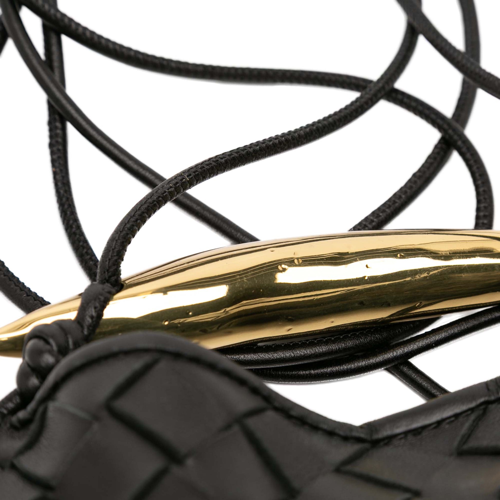 Second hand Bottega Veneta Sardine Lambskin Leather Crossbody Black - Tabita Bags