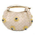 Second hand Bottega Veneta Sardine Lambskin Leather Crossbody Floral Beige - Tabita Bags