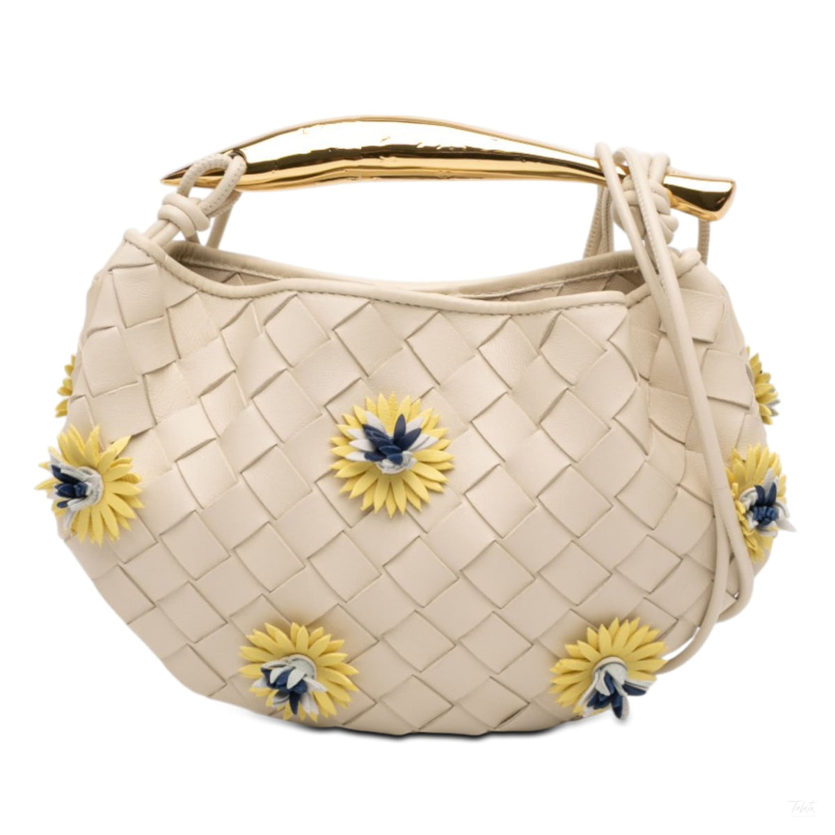 Second hand Bottega Veneta Sardine Lambskin Leather Crossbody Floral Beige - Tabita Bags
