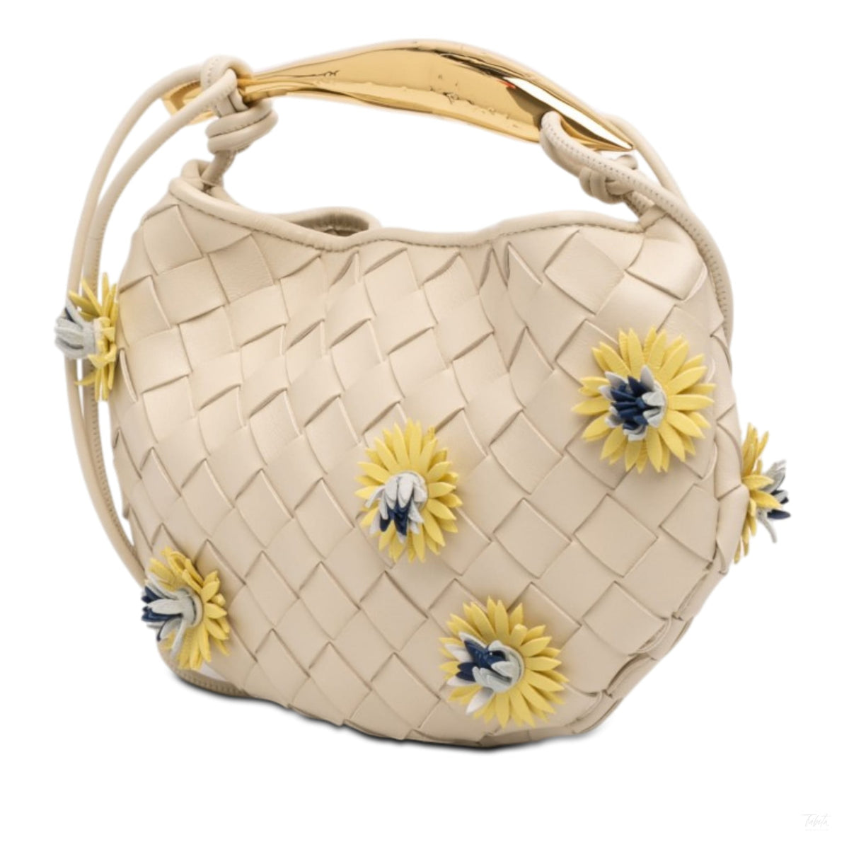 Second hand Bottega Veneta Sardine Lambskin Leather Crossbody Floral Beige - Tabita Bags