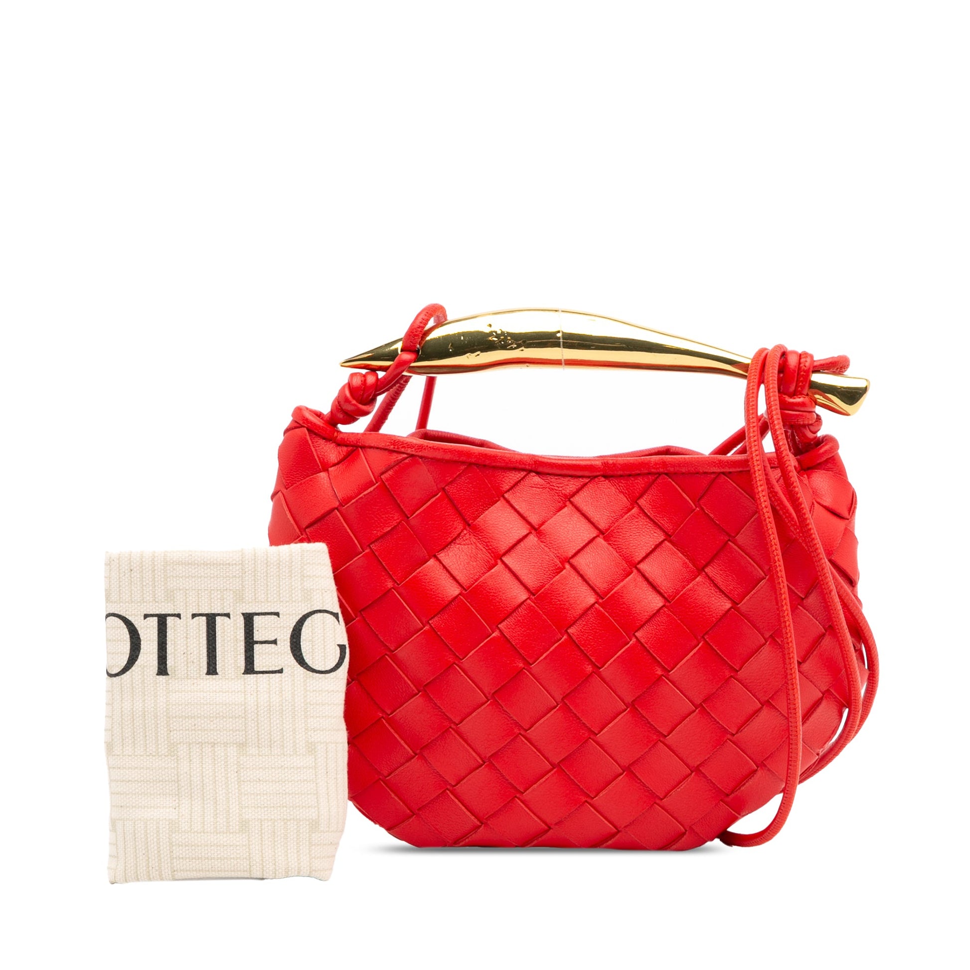 Second hand Bottega Veneta Sardine Lambskin Leather Crossbody Red - Tabita Bags