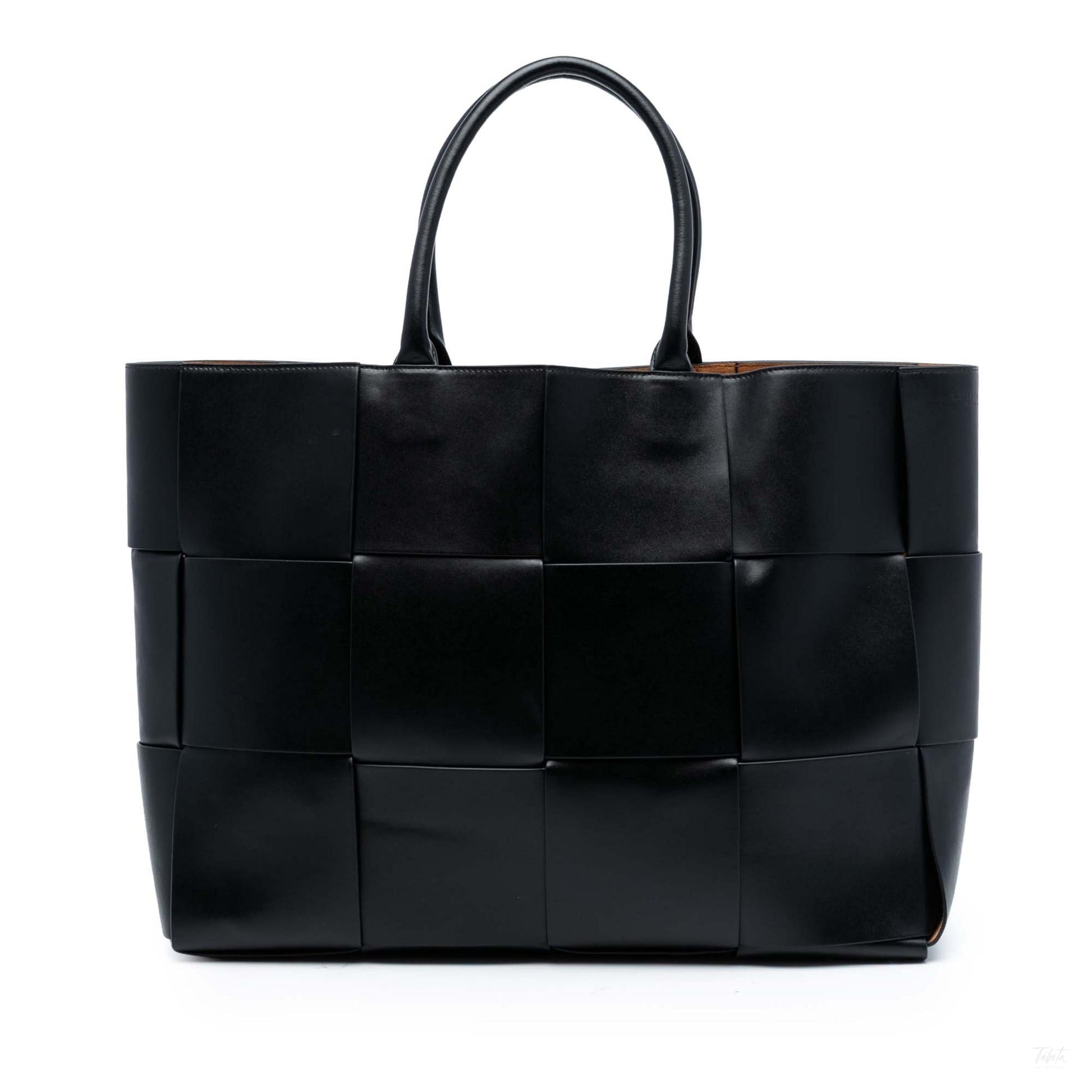 Second hand Bottega Veneta The Arco Large Maxi Intrecciato Leather Tote Bag Black - Tabita Bags