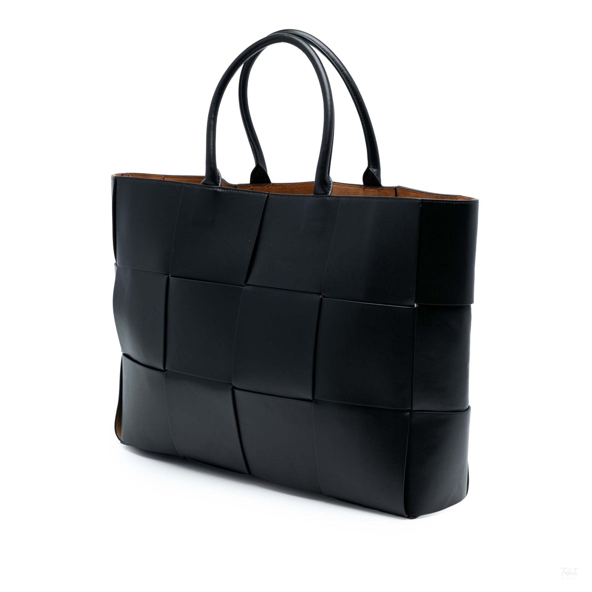Second hand Bottega Veneta The Arco Large Maxi Intrecciato Leather Tote Bag Black - Tabita Bags