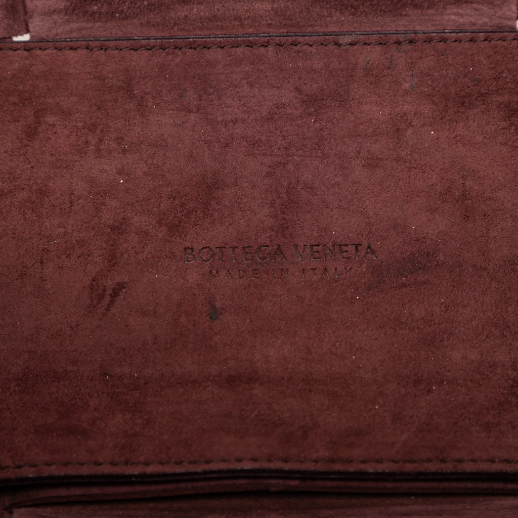 Second hand Bottega Veneta The Arco Medium Leather Maxi Intrecciato Tote Shoulder Bag Red - Tabita Bags