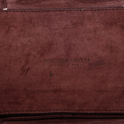 Second hand Bottega Veneta The Arco Medium Leather Maxi Intrecciato Tote Shoulder Bag Red - Tabita Bags