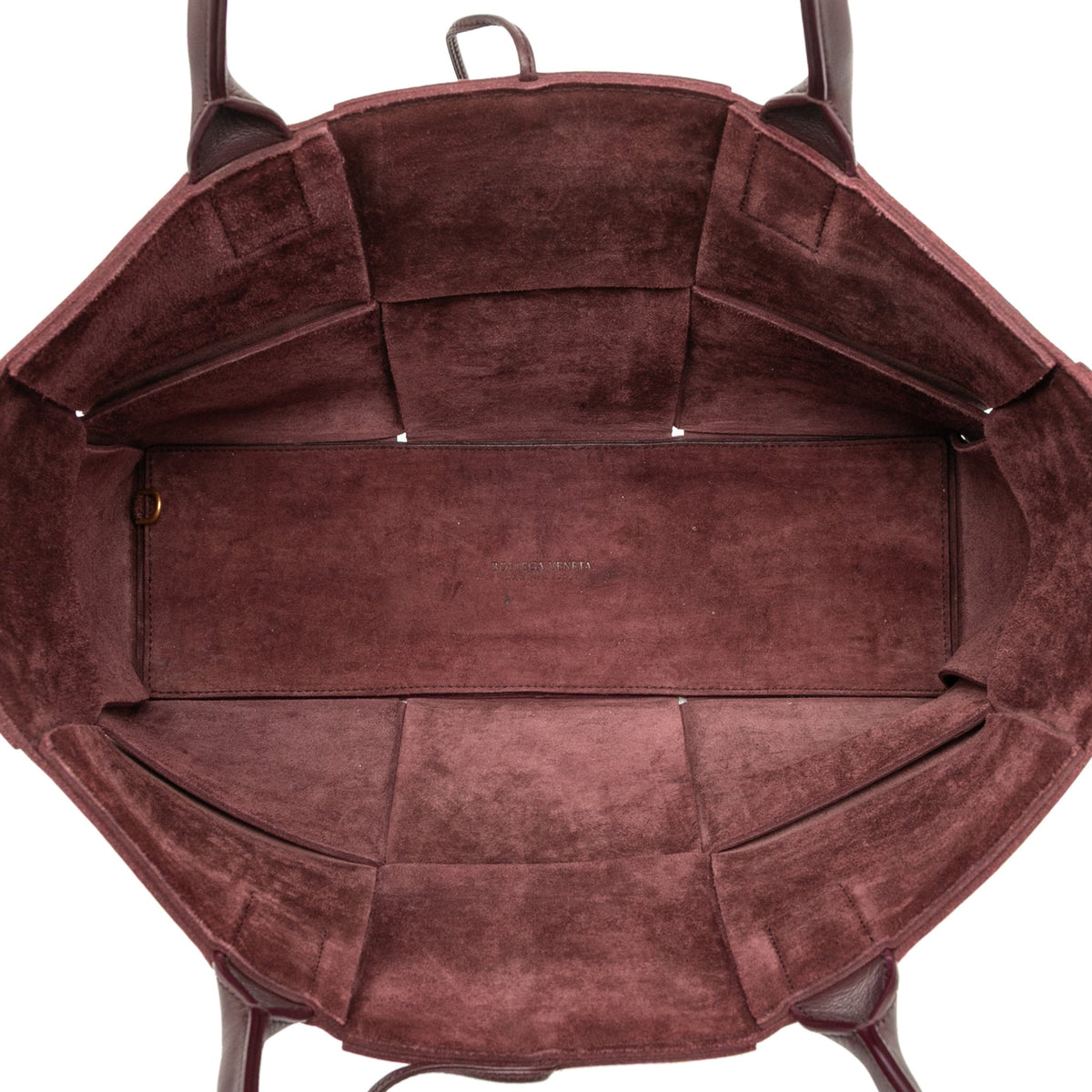 Second hand Bottega Veneta The Arco Medium Leather Maxi Intrecciato Tote Shoulder Bag Red - Tabita Bags