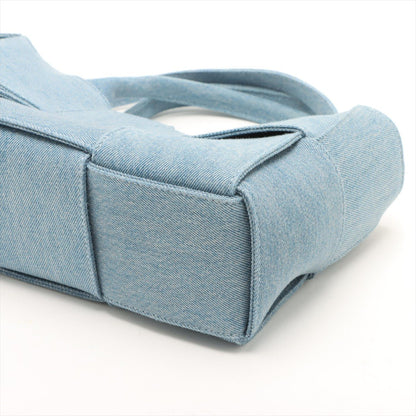 Second hand Bottega Veneta The Arco Mini Denim Maxi Intrecciato Tote Shoulder Bag - Tabita Bags
