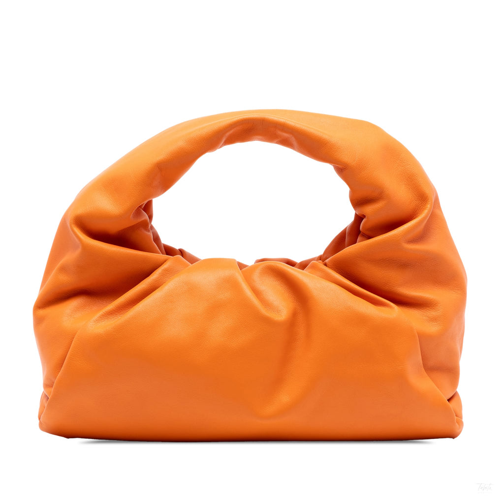 Second hand Bottega Veneta The Pouch Large Leather Hobo Shoulder Bag Orange - Tabita Bags