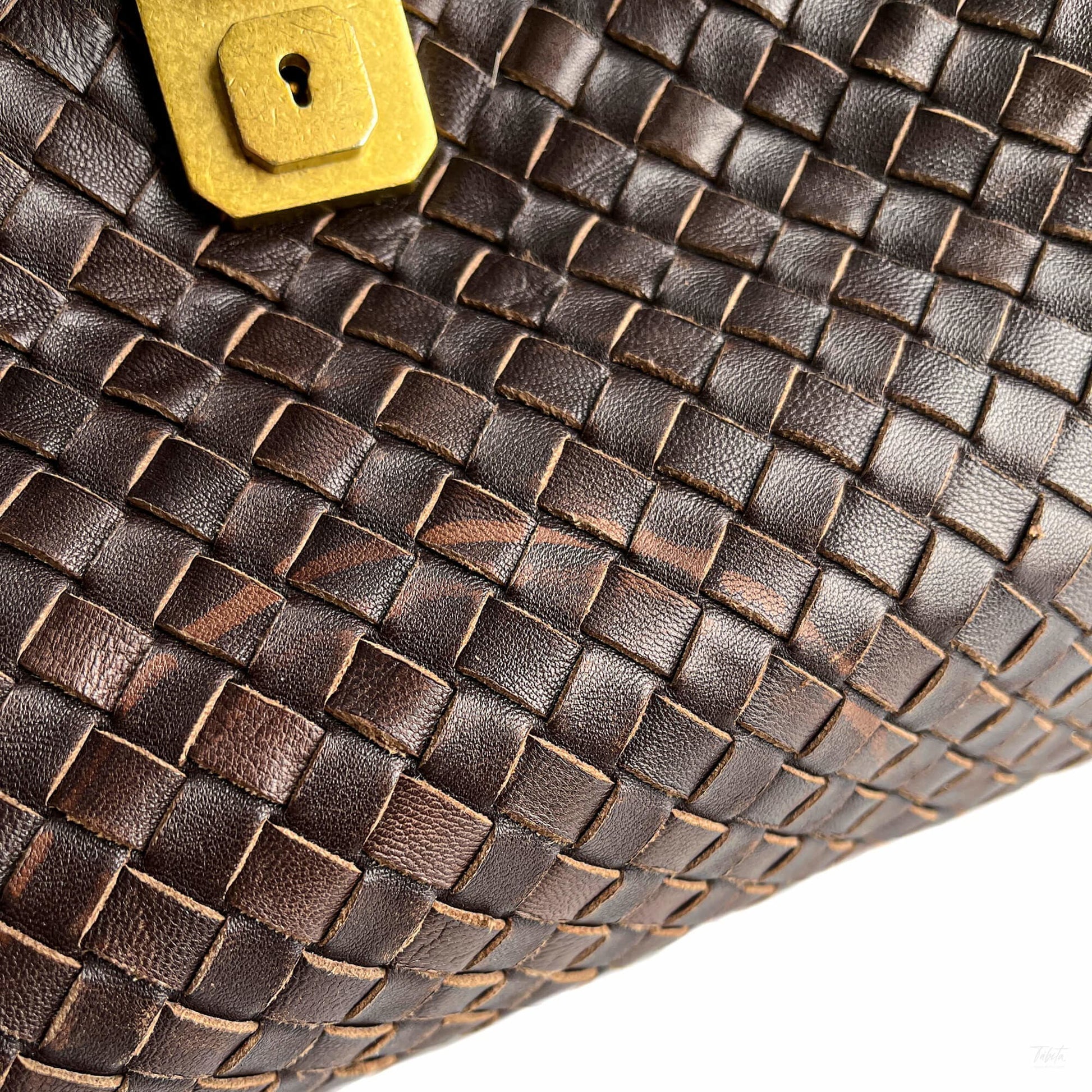 Second hand Bottega Veneta Tote Medium Nappa Leather Intrecciato Shoulder Bag Brown - Tabita Bags