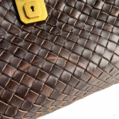 Second hand Bottega Veneta Tote Medium Nappa Leather Intrecciato Shoulder Bag Brown - Tabita Bags