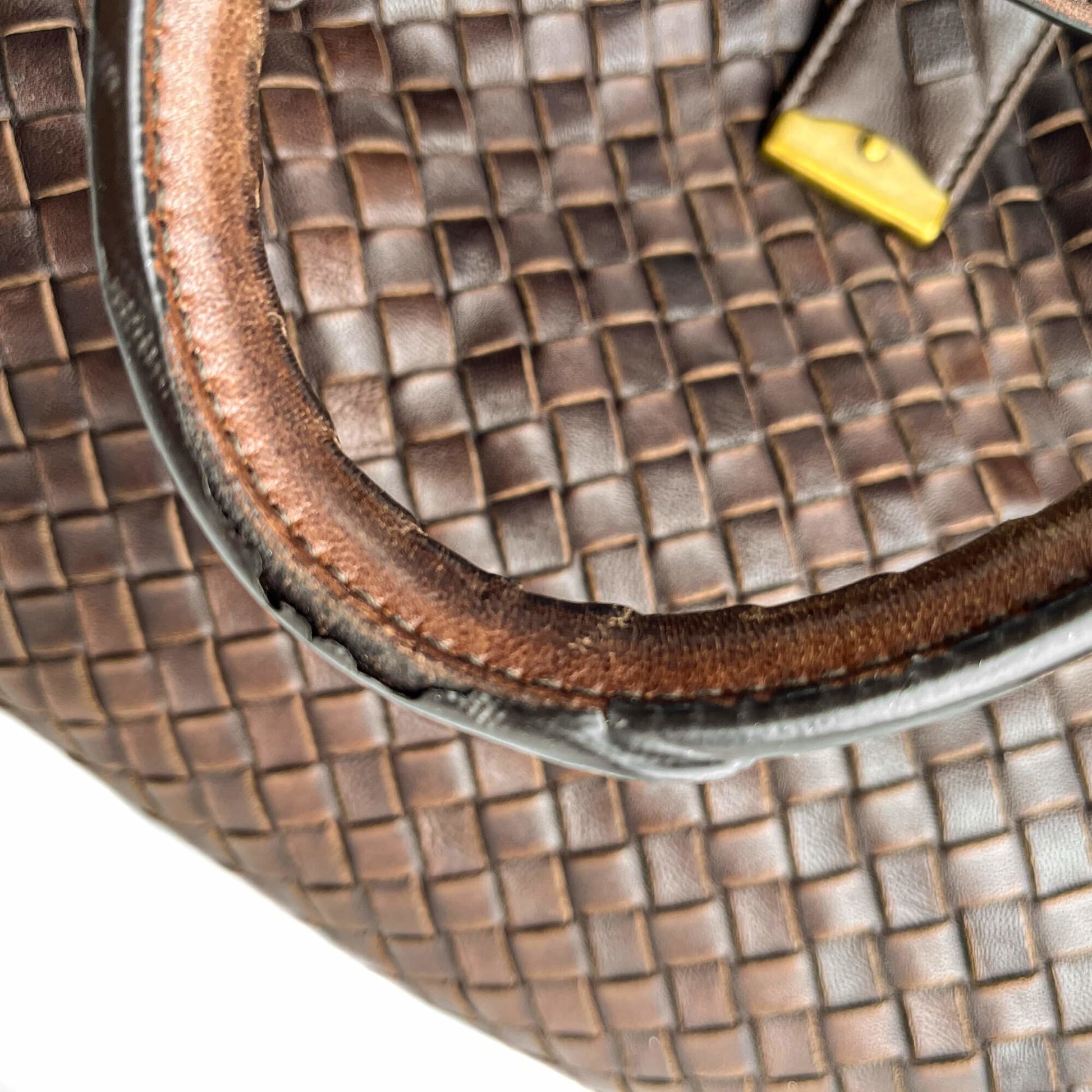 Second hand Bottega Veneta Tote Medium Nappa Leather Intrecciato Shoulder Bag Brown - Tabita Bags