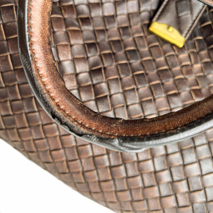Second hand Bottega Veneta Tote Medium Nappa Leather Intrecciato Shoulder Bag Brown - Tabita Bags