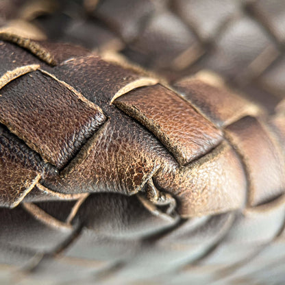 Second hand Bottega Veneta Tote Medium Nappa Leather Intrecciato Shoulder Bag Brown - Tabita Bags