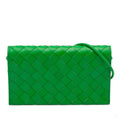 Second hand Bottega Veneta Wallet on Strap Nappa Leather Intrecciato Green - Tabita Bags