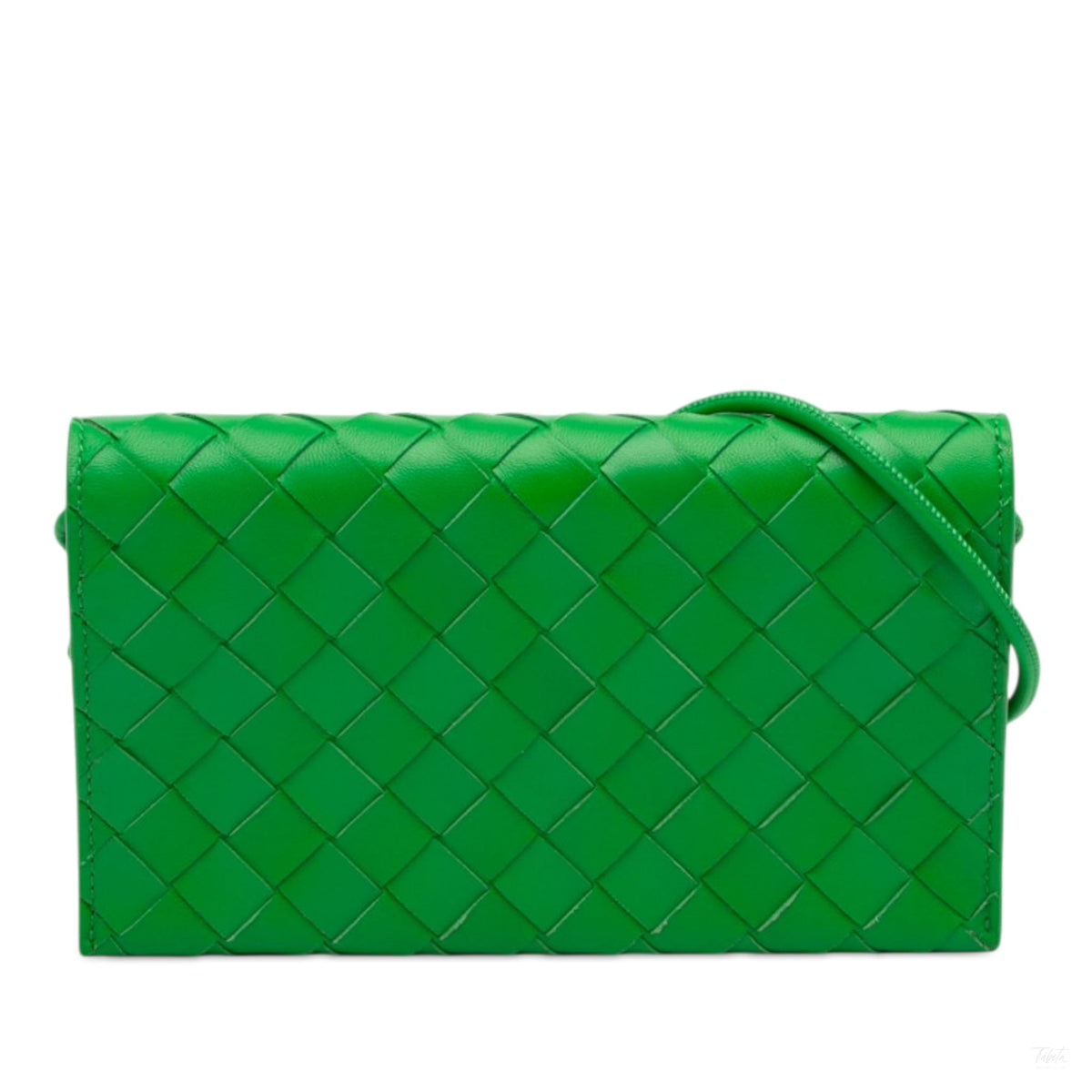 Second hand Bottega Veneta Wallet on Strap Nappa Leather Intrecciato Green - Tabita Bags
