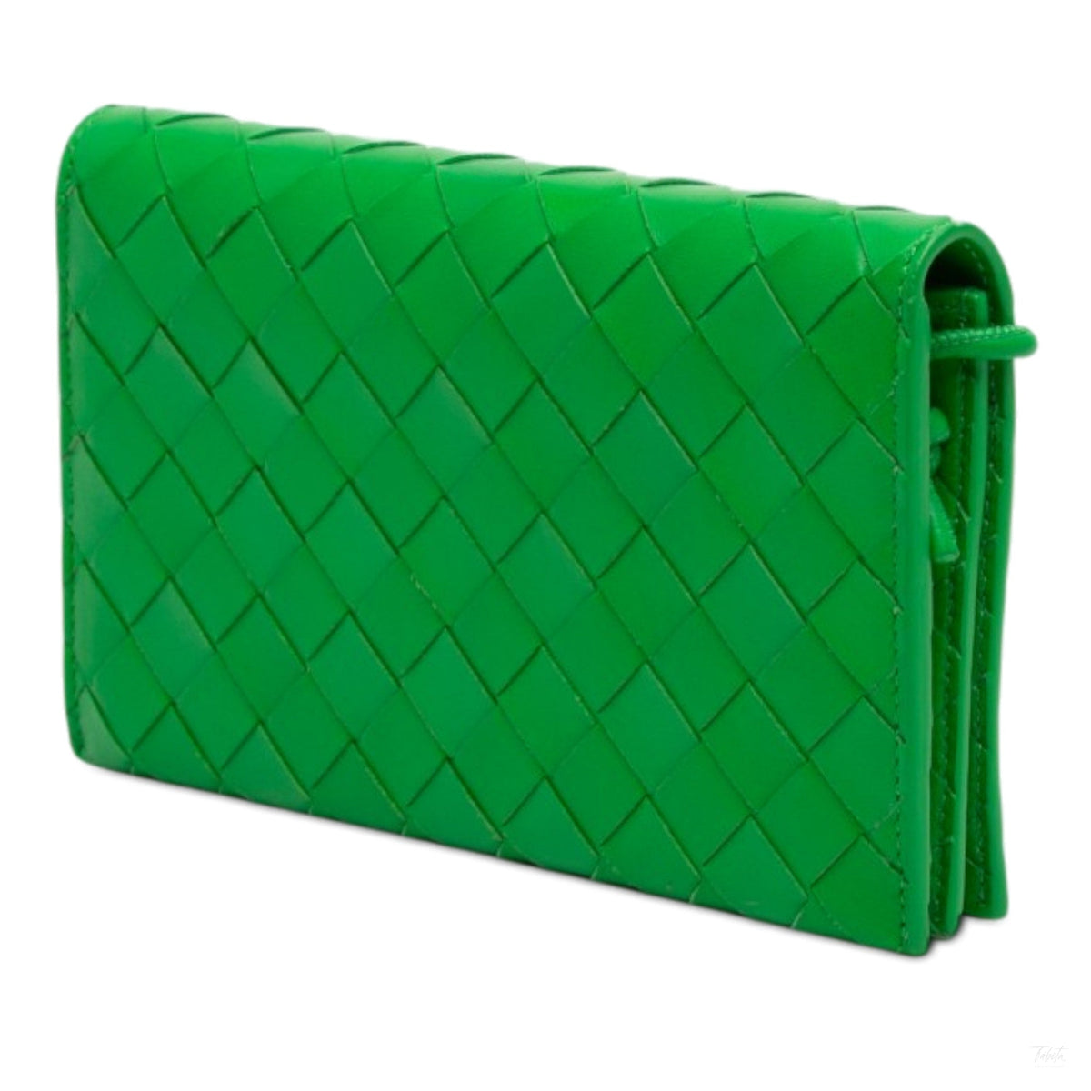 Second hand Bottega Veneta Wallet on Strap Nappa Leather Intrecciato Green - Tabita Bags