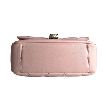 Second hand Bulgari Serpenti Cabochon Mini Calfskin Leather Matelassé Flap Crossbody Pink - Tabita Bags