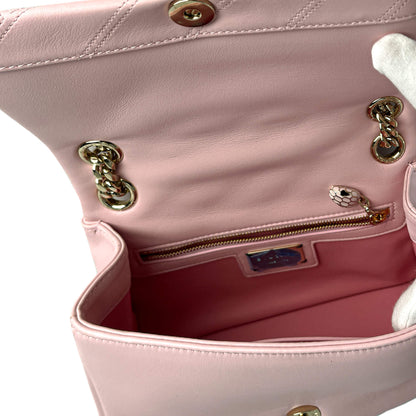 Second hand Bulgari Serpenti Cabochon Mini Calfskin Leather Matelassé Flap Crossbody Pink - Tabita Bags