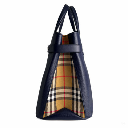 Second hand Burberry Banner Medium Leather Check Tote Handbag Archive Beige Check - Tabita Bags
