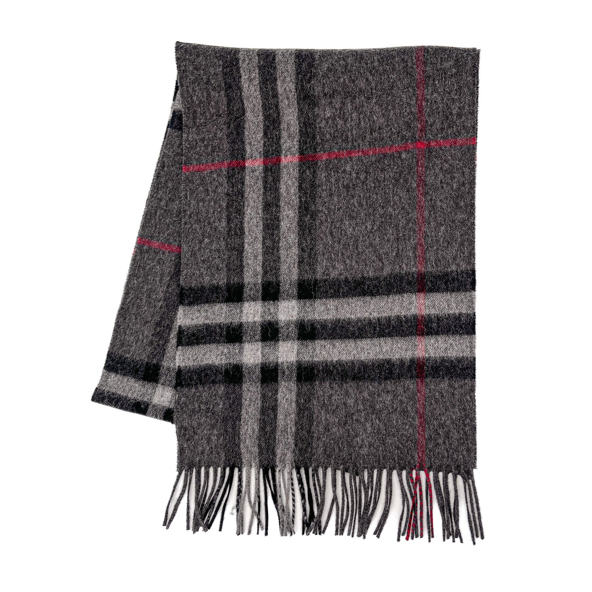 Second hand Burberry Check Cashmere Scarve Giant Motif Grey - Tabita Bags