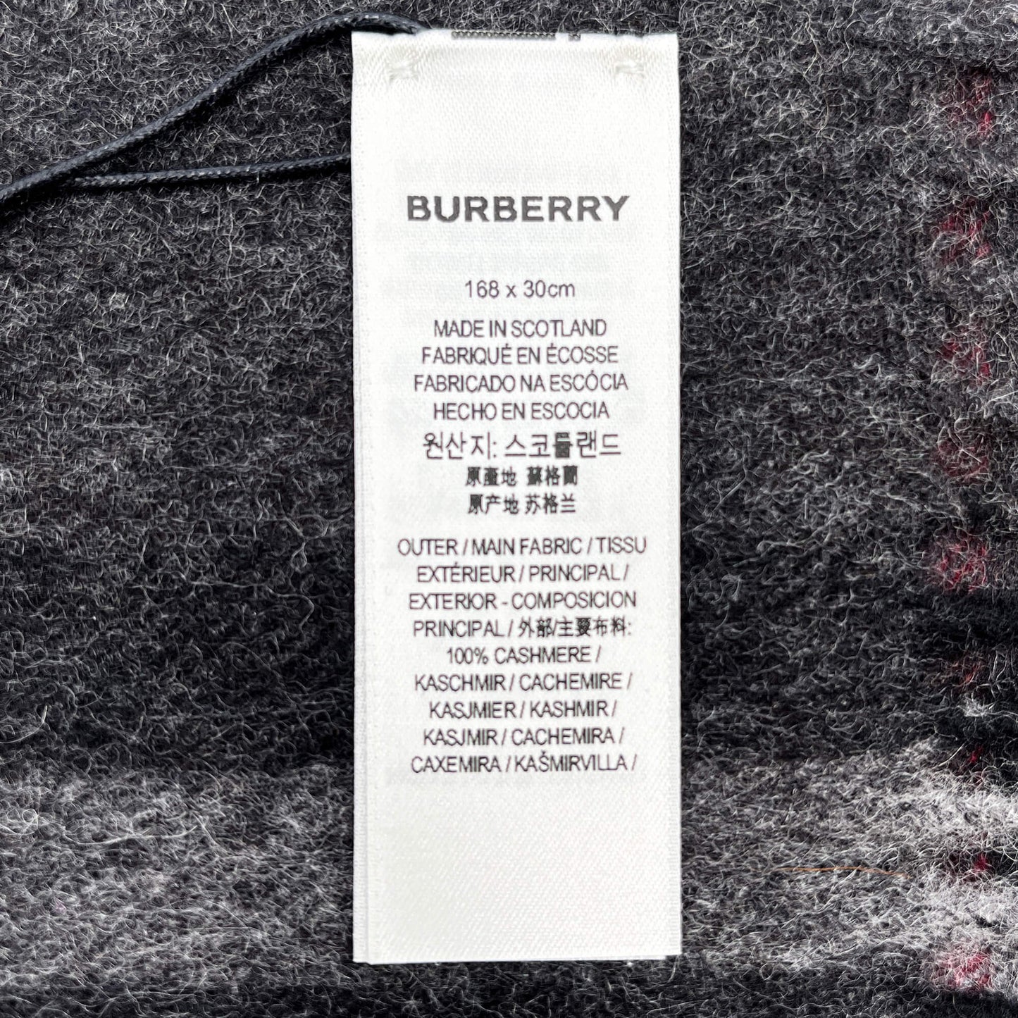 Second hand Burberry Check Cashmere Scarve Giant Motif Grey - Tabita Bags