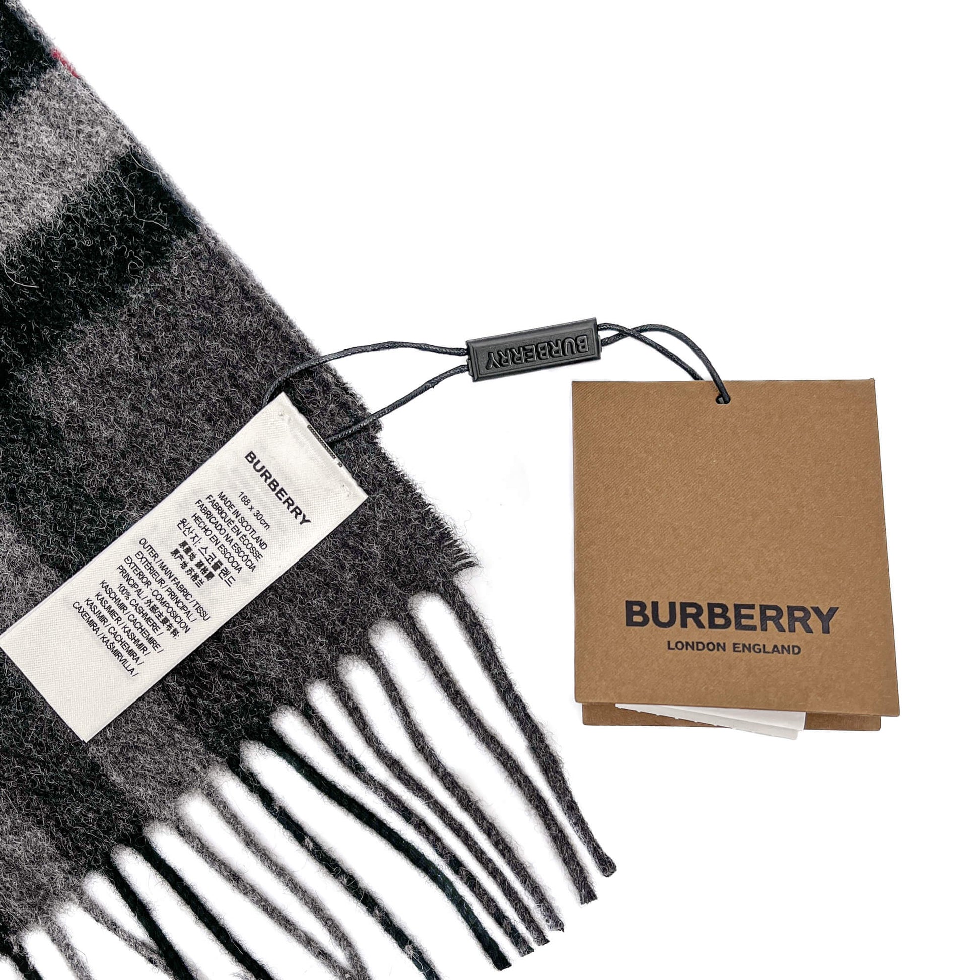 Second hand Burberry Check Cashmere Scarve Giant Motif Grey - Tabita Bags