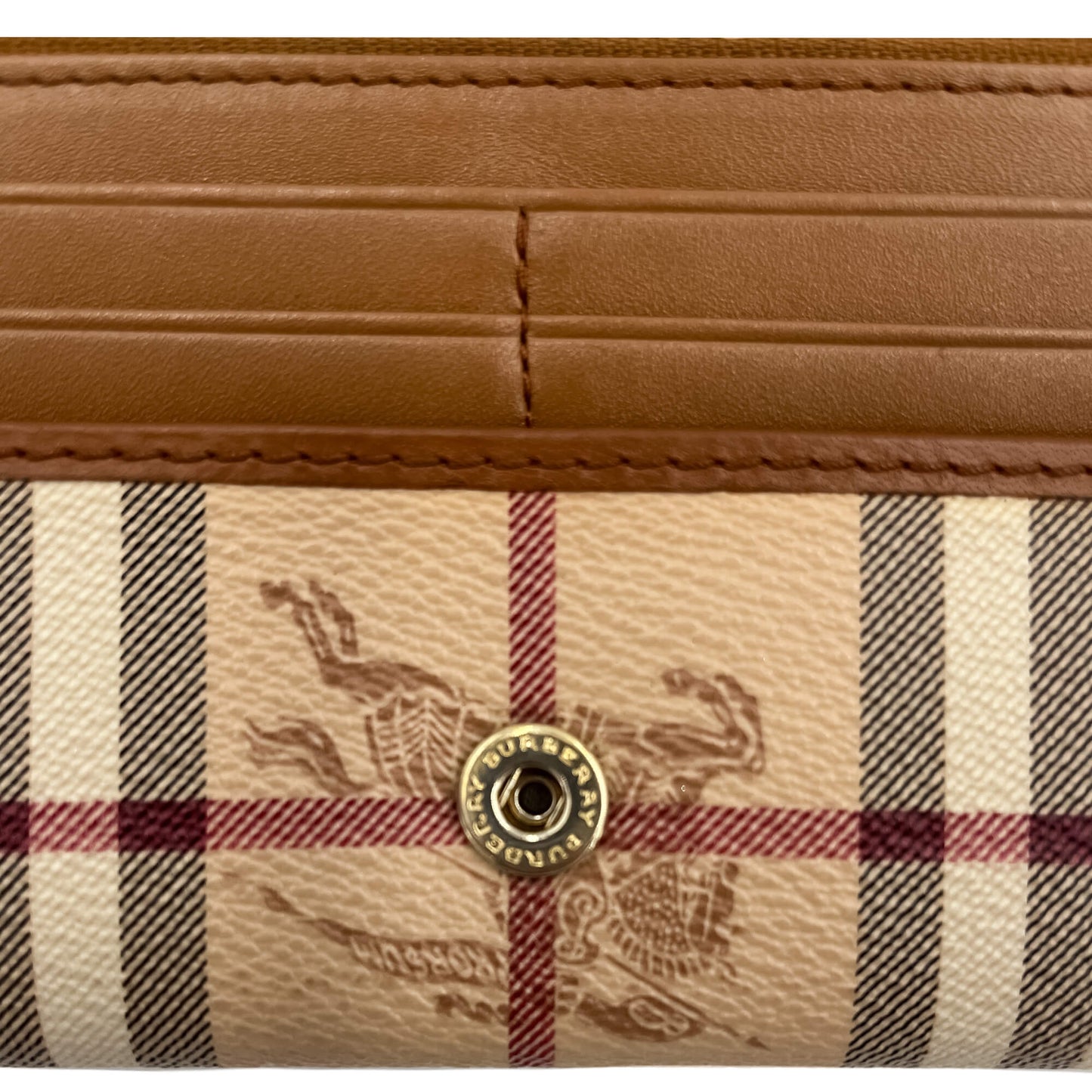 Second hand Burberry Continental Canvas Long Flap Wallet Archive Beige Check - Tabita Bags