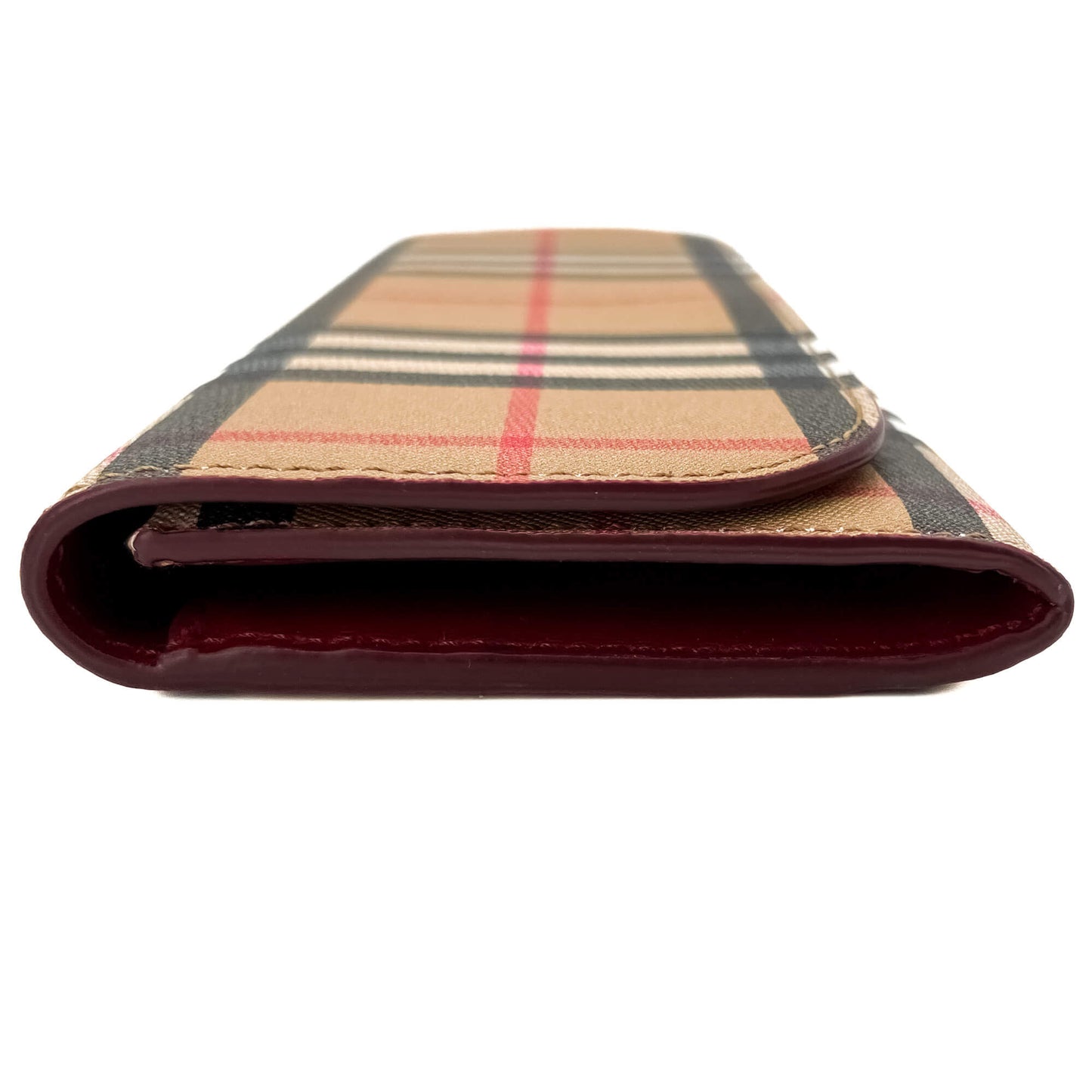 Second hand Burberry Continental Canvas Long Flap Wallet Archive Beige Check - Tabita Bags