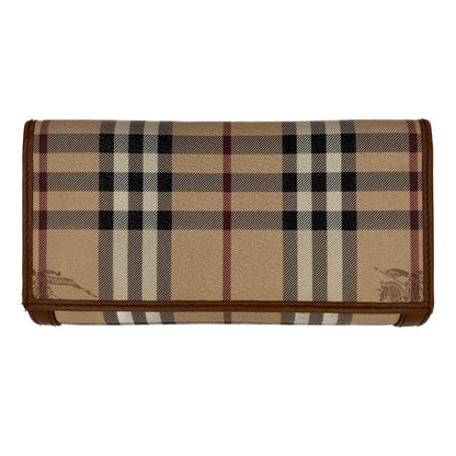 Second hand Burberry Continental Canvas Long Flap Wallet Archive Beige Check - Tabita Bags