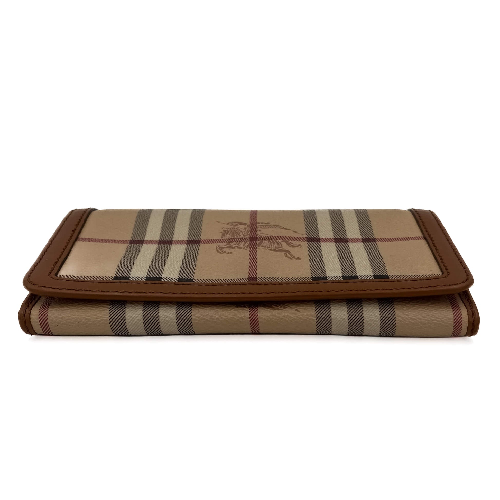 Second hand Burberry Continental Canvas Long Flap Wallet Archive Beige Check - Tabita Bags