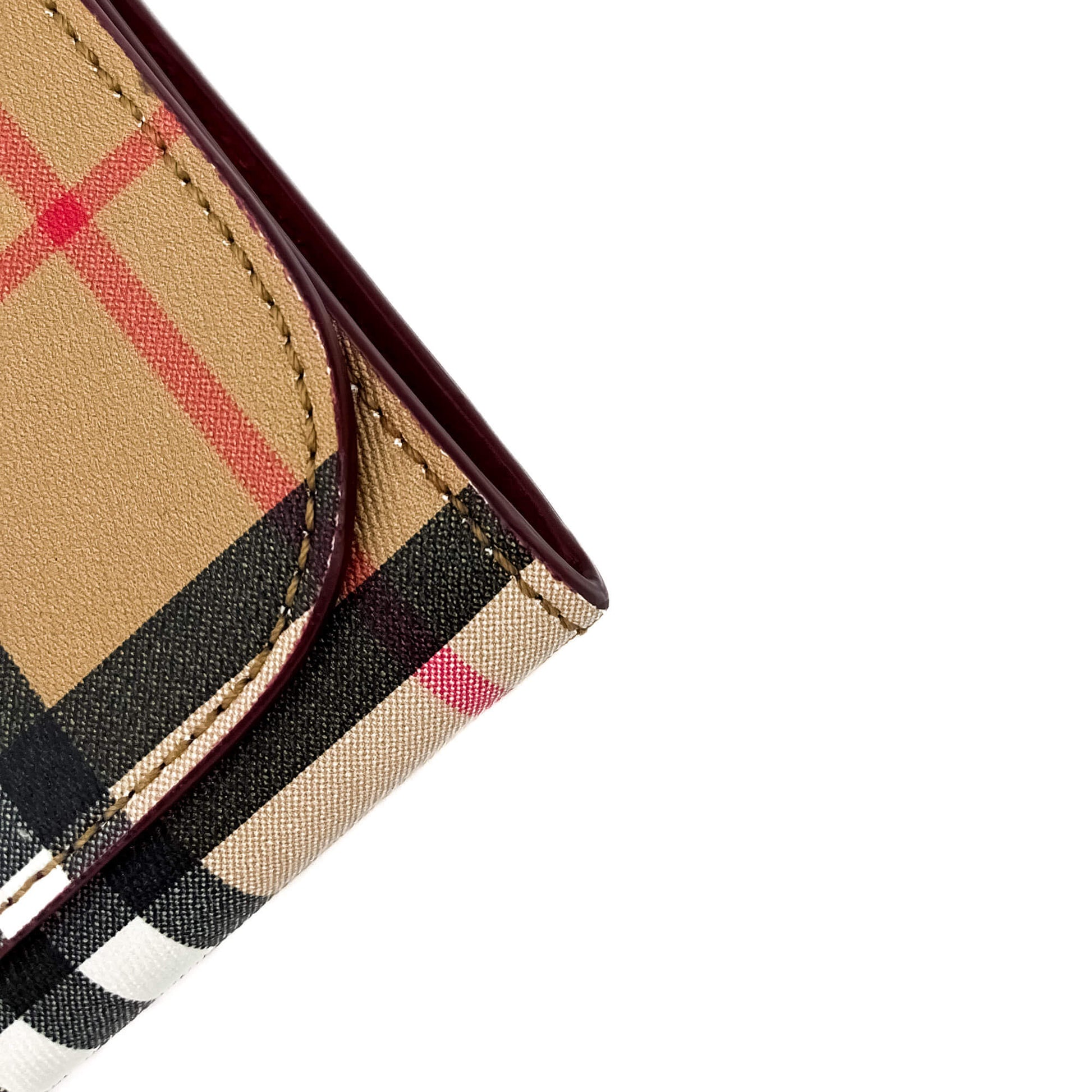 Second hand Burberry Continental Canvas Long Flap Wallet Archive Beige Check - Tabita Bags