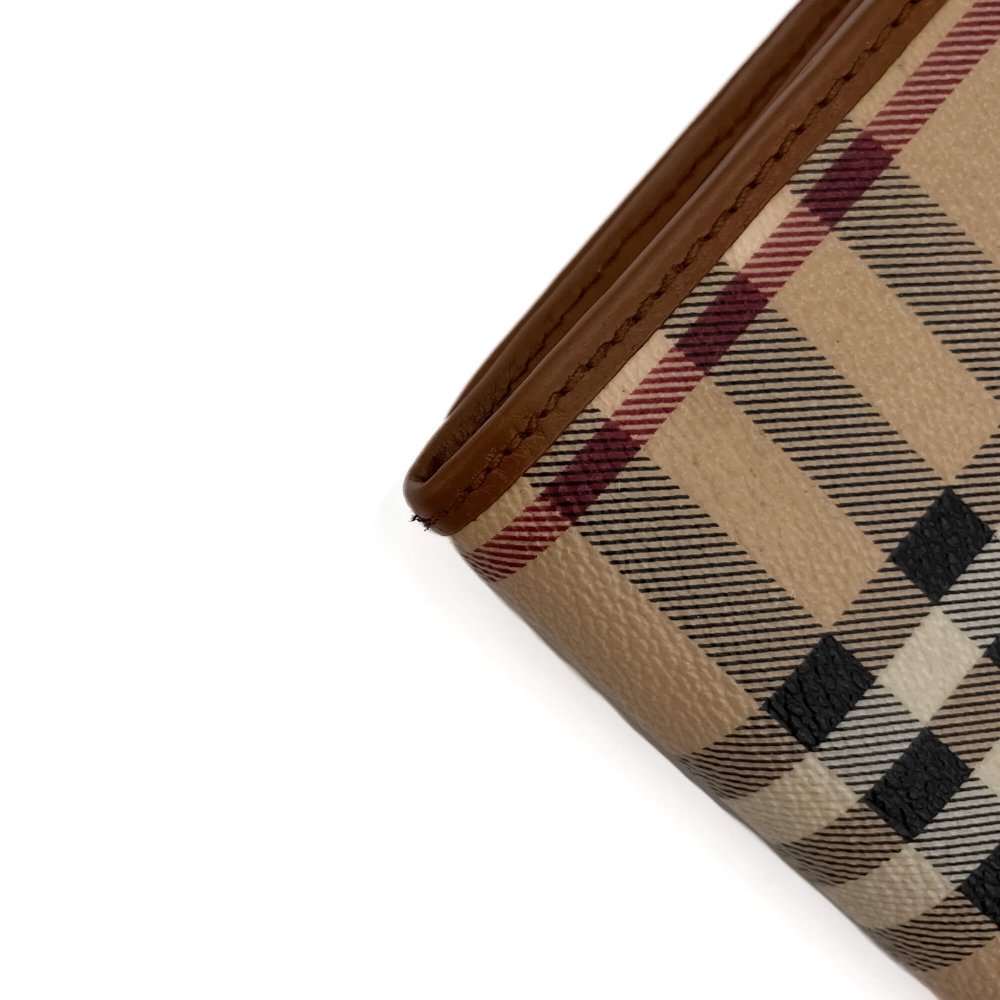 Second hand Burberry Continental Canvas Long Flap Wallet Archive Beige Check - Tabita Bags