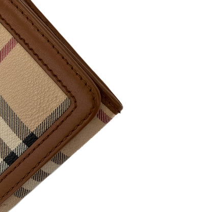 Second hand Burberry Continental Canvas Long Flap Wallet Archive Beige Check - Tabita Bags