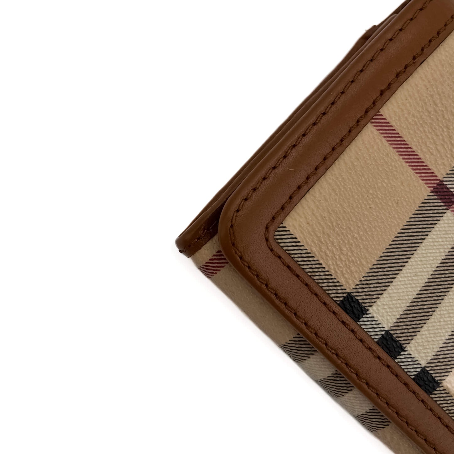 Second hand Burberry Continental Canvas Long Flap Wallet Archive Beige Check - Tabita Bags