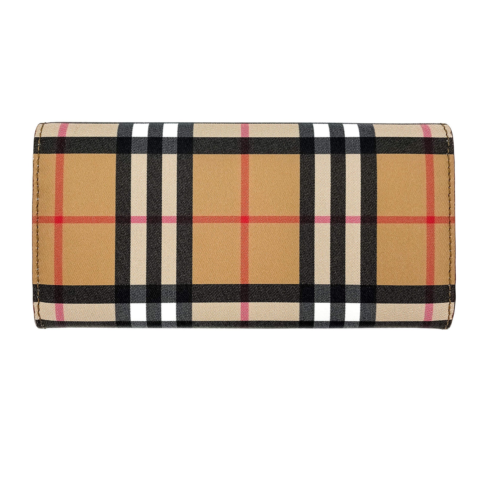 Second hand Burberry Continental Canvas Long Flap Wallet Archive Beige Check - Tabita Bags