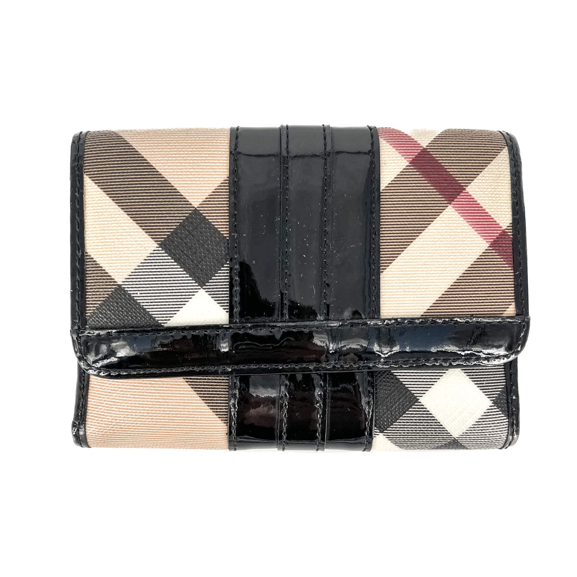 Second hand Burberry Folding Wallet Small Canvas Archive Beige Check - Tabita Bags