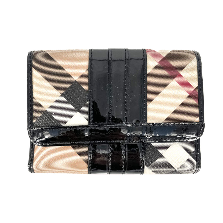 Second hand Burberry Folding Wallet Small Canvas Archive Beige Check - Tabita Bags