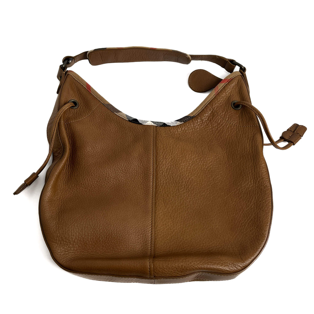 Second hand Burberry Hobo Shoulder Bag Leather Brown - Tabita Bags