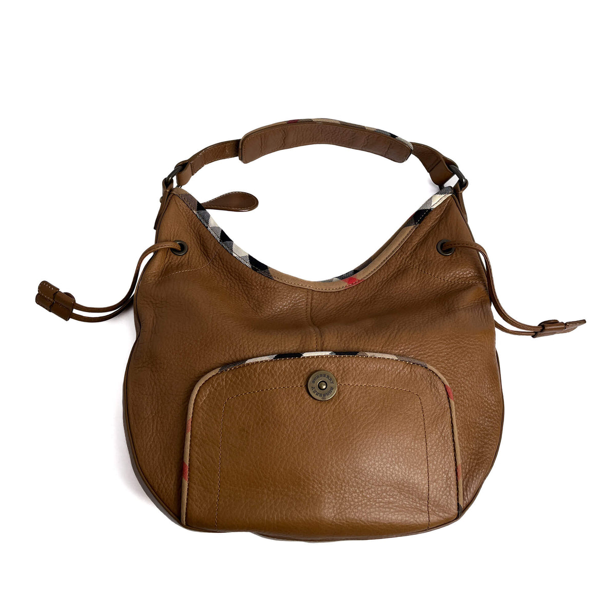 Second hand Burberry Hobo Shoulder Bag Leather Brown - Tabita Bags