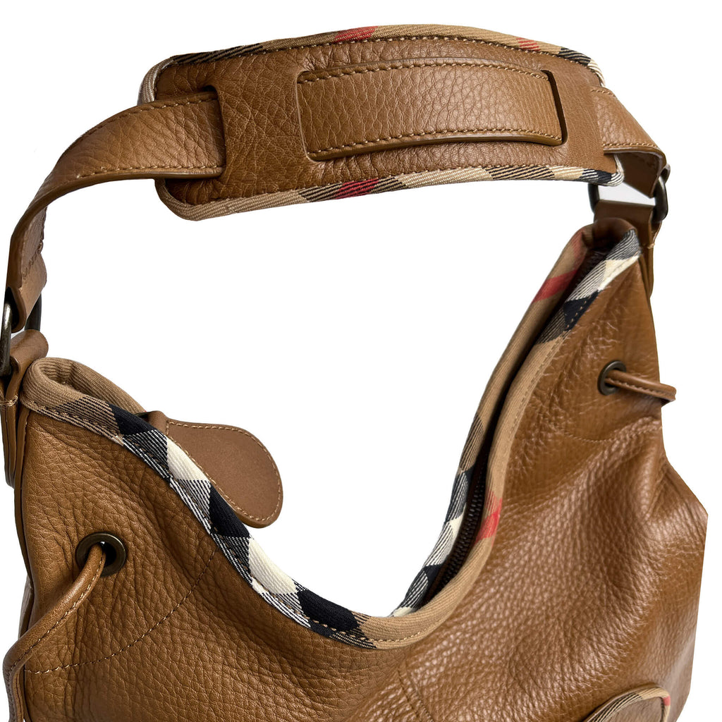 Second hand Burberry Hobo Shoulder Bag Leather Brown - Tabita Bags