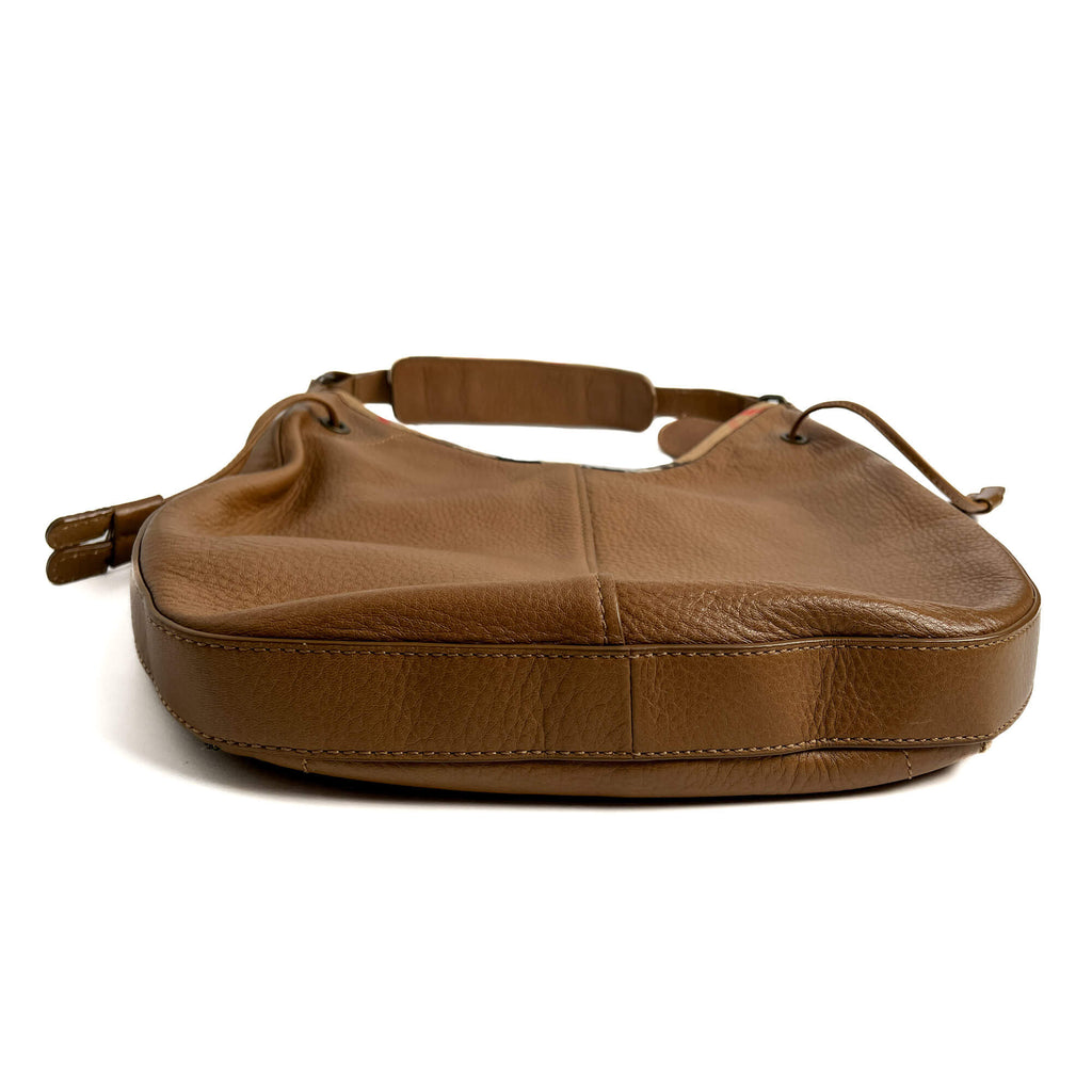 Second hand Burberry Hobo Shoulder Bag Leather Brown - Tabita Bags