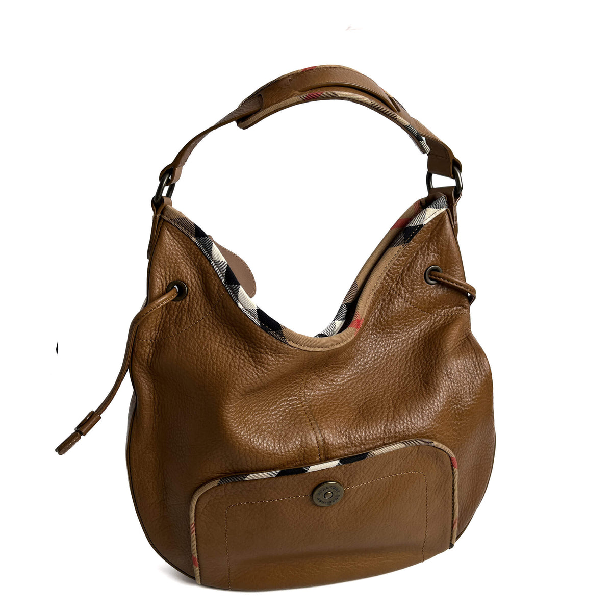 Second hand Burberry Hobo Shoulder Bag Leather Brown - Tabita Bags