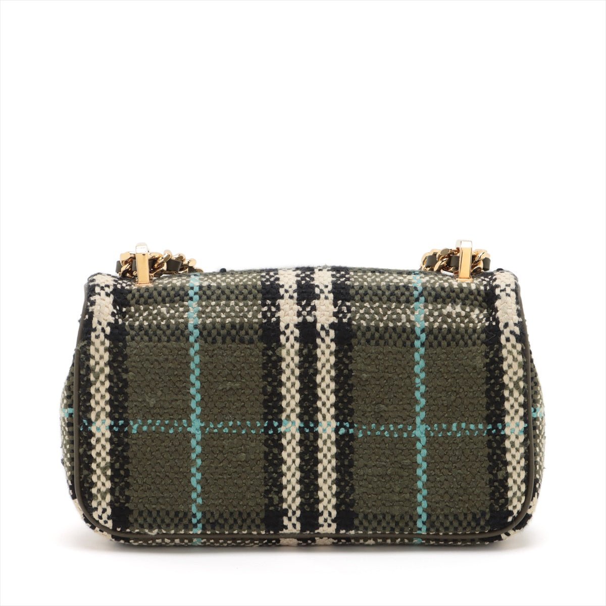 Second hand Burberry Lola Bouclè Mini Fabric 2 - Ways Flap Bag Olive Green - Tabita Bags