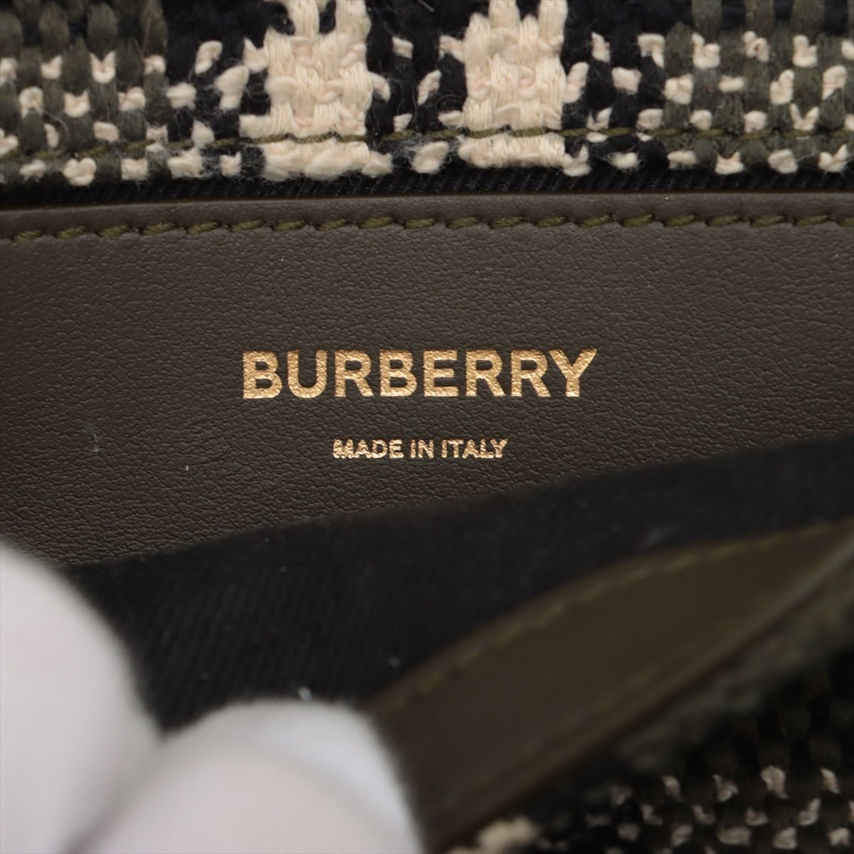 Second hand Burberry Lola Bouclè Mini Fabric 2 - Ways Flap Bag Olive Green - Tabita Bags