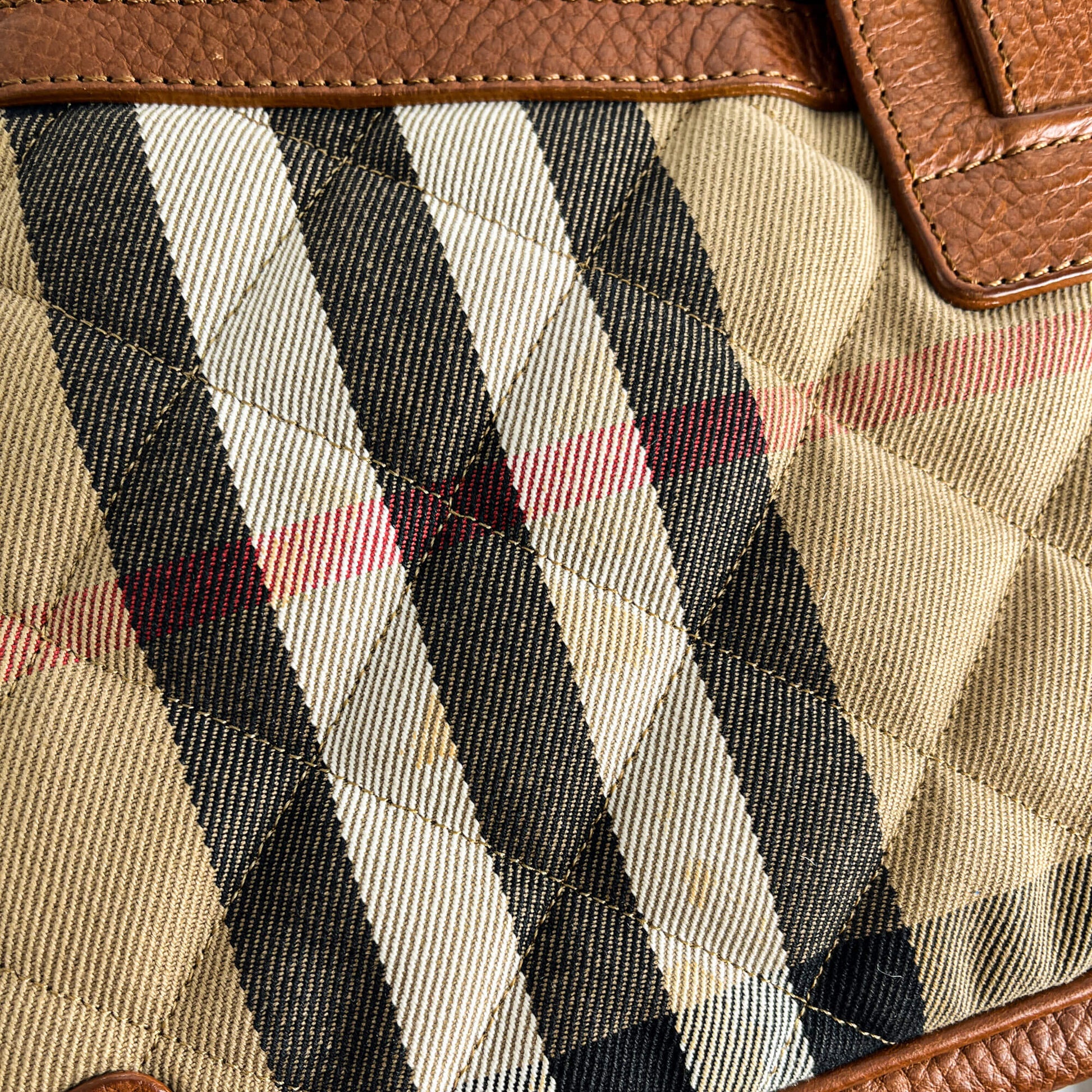 Second hand Burberry Satchel Canvas Check Shoulder Bag Caramel - Tabita Bags