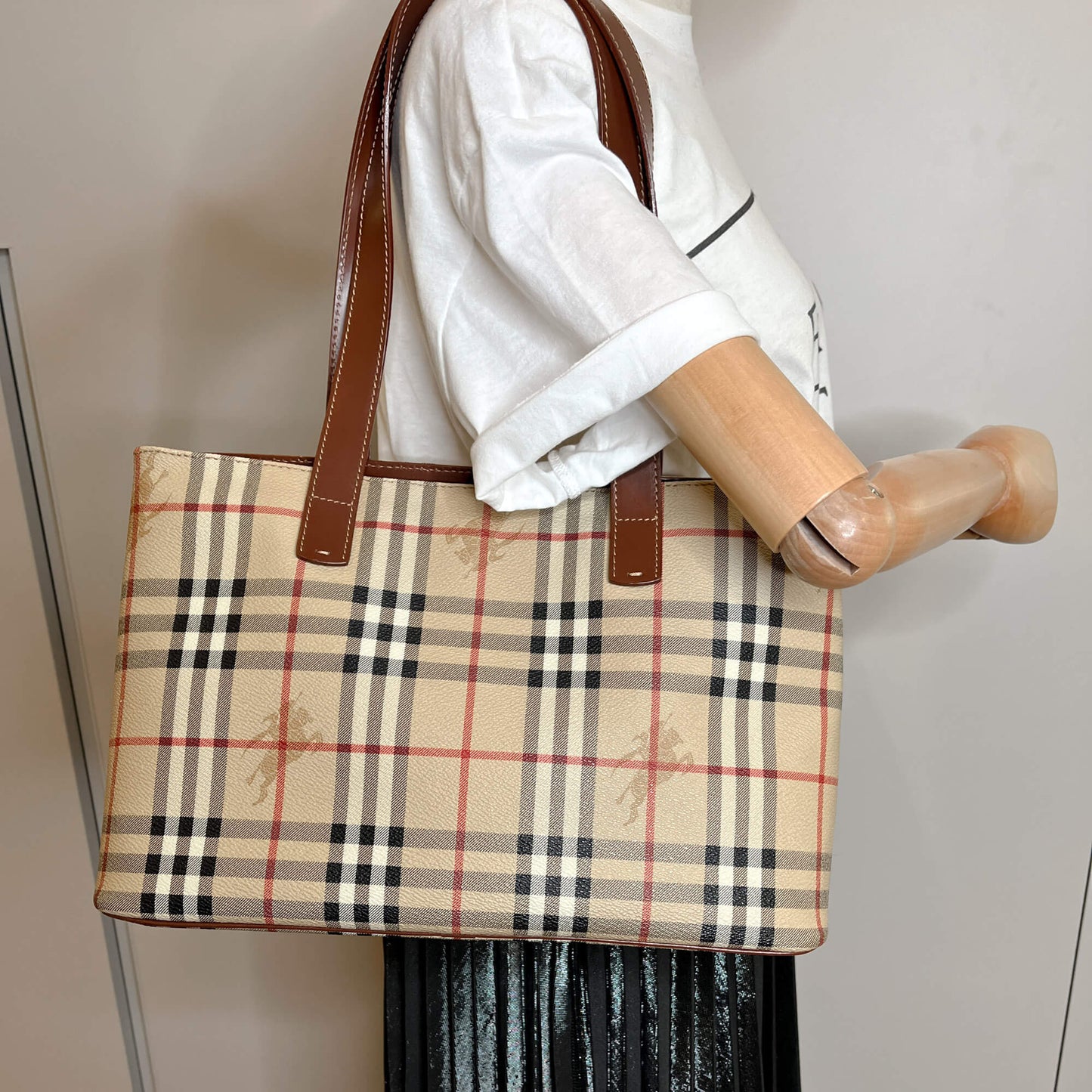 Second hand Burberry Tote Shoulder Bag Canvas 2-Ways Archive Beige Check - Tabita Bags