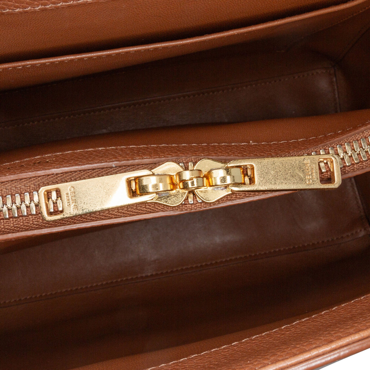 Second hand Céline 16 Medium Grained Calfskin Leather Top - handle Handbag Brown - Tabita Bags